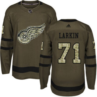 Youth Detroit Red Wings #71 Dylan Larkin Green Salute to Service Stitched NHL Jersey