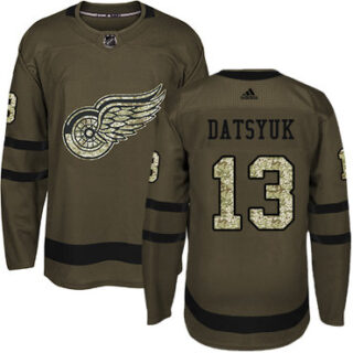 Youth Detroit Red Wings #13 Pavel Datsyuk Green Salute to Service Stitched NHL Jersey