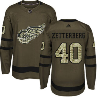 Youth Detroit Red Wings #40 Henrik Zetterberg Green Salute to Service Stitched NHL Jersey