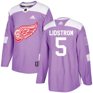 Youth Detroit Red Wings #5 Nicklas Lidstrom Purple Authentic Fights Cancer Stitched NHL Jersey