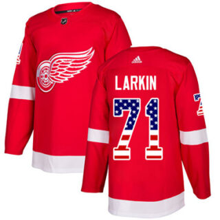 Youth Detroit Red Wings #71 Dylan Larkin Red Home Authentic USA Flag Stitched NHL Jersey