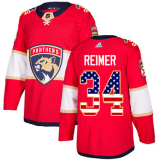 Youth Florida Panthers #34 James Reimer Red Home Authentic USA Flag Stitched NHL Jersey
