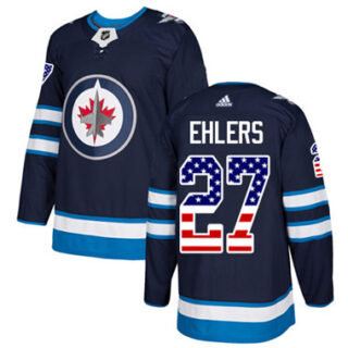 Youth Winnipeg Jets #27 Nikolaj Ehlers Navy Blue Home Authentic USA Flag Stitched NHL Jersey