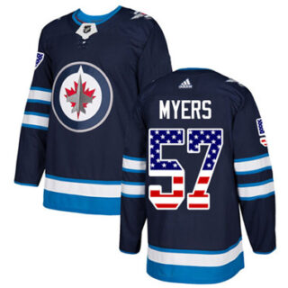 Youth Winnipeg Jets #57 Tyler Myers Navy Blue Home Authentic USA Flag Stitched NHL Jersey
