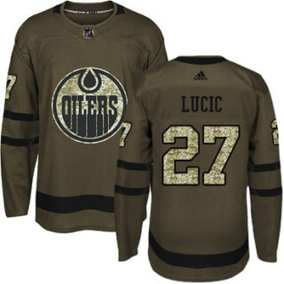 Youth Edmonton Oilers #27 Milan Lucic Green Salute to Service Stitched NHL Jersey