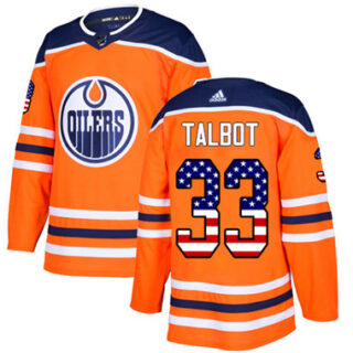 Youth Edmonton Oilers #33 Cam Talbot Orange Home Authentic USA Flag Stitched NHL Jersey