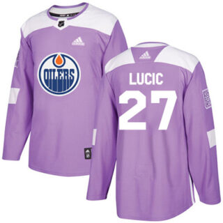 Youth Edmonton Oilers #27 Milan Lucic Purple Authentic Fights Cancer Stitched NHL Jersey