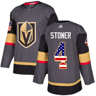 Youth Vegas Golden Knights #4 Clayton Stoner Grey Home Authentic USA Flag Stitched NHL Jersey