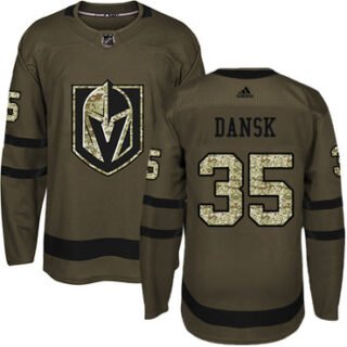 Youth Vegas Golden Knights #35 Oscar Dansk Green Salute to Service Stitched NHL Jersey