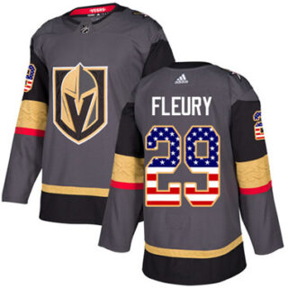 Youth Vegas Golden Knights #29 Marc-Andre Fleury Grey Home Authentic USA Flag Stitched NHL Jersey