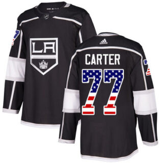Youth Los Angeles Kings #77 Jeff Carter Black Home Authentic USA Flag Stitched NHL Jersey