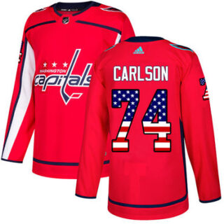 Youth Washington Capitals #74 John Carlson Red Home Authentic USA Flag Stitched NHL Jersey