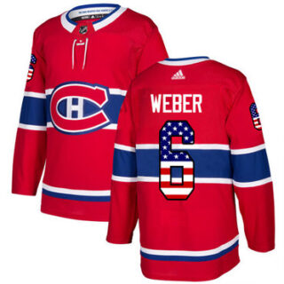 Youth Montreal Canadiens #6 Shea Weber Red Home Authentic USA Flag Stitched NHL Jersey