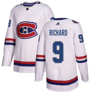 Youth Montreal Canadiens #9 Maurice Richard White Authentic 2017 100 Classic Stitched NHL Jersey