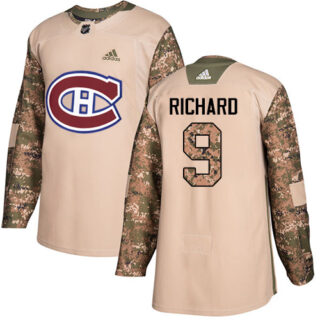Youth Montreal Canadiens #9 Maurice Richard Camo Authentic 2017 Veterans Day Stitched NHL Jersey