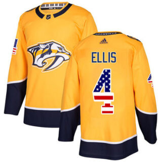 Youth Nashville Predators #4 Ryan Ellis Yellow Home Authentic USA Flag Stitched NHL Jersey