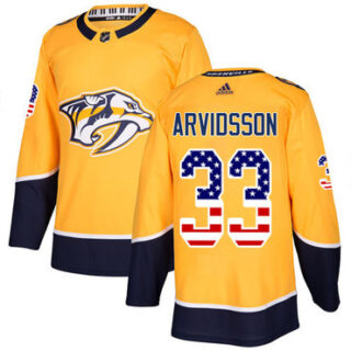 Youth Nashville Predators #33 Viktor Arvidsson Yellow Home Authentic USA Flag Stitched NHL Jersey