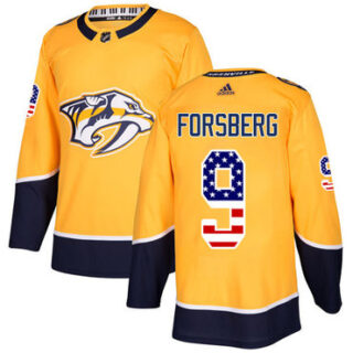 Youth Nashville Predators #9 Filip Forsberg Yellow Home Authentic USA Flag Stitched NHL Jersey