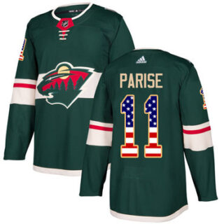 Youth Minnesota Wild #11 Zach Parise Green Home Authentic USA Flag Stitched NHL Jersey