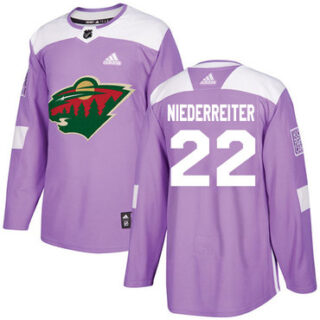 Youth Minnesota Wild #22 Nino Niederreiter Purple Authentic Fights Cancer Stitched NHL Jersey
