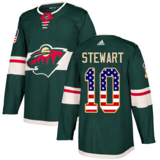 Youth Minnesota Wild #10 Chris Stewart Green Home Authentic USA Flag Stitched NHL Jersey