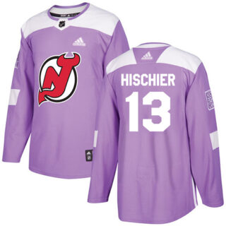 Youth New Jersey Devils #13 Nico Hischier Purple Authentic Fights Cancer Stitched NHL Jersey