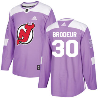Youth New Jersey Devils #30 Martin Brodeur Purple Authentic Fights Cancer Stitched NHL Jersey