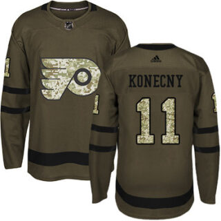 Youth Philadelphia Flyers #11 Travis Konecny Green Salute to Service Stitched NHL Jersey