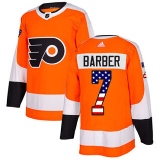 Youth Philadelphia Flyers #7 Bill Barber Orange Home Authentic USA Flag Stitched NHL Jersey