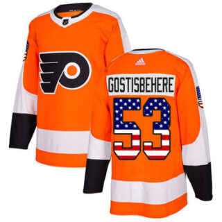 Youth Philadelphia Flyers #53 Shayne Gostisbehere Orange Home Authentic USA Flag Stitched NHL Jersey