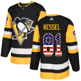 Youth Pittsburgh Penguins #81 Phil Kessel Black Home Authentic USA Flag Stitched NHL Jersey