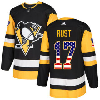 Youth Pittsburgh Penguins #17 Bryan Rust Black Home Authentic USA Flag Stitched NHL Jersey