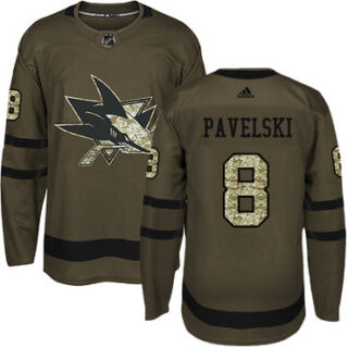 Youth San Jose Sharks #8 Joe Pavelski Green Salute to Service Stitched NHL Jersey