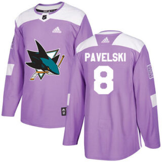 Youth San Jose Sharks #8 Joe Pavelski Purple Authentic Fights Cancer Stitched NHL Jersey