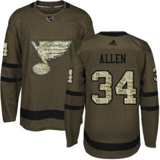 Youth St. Louis Blues #34 Jake Allen Green Salute to Service Stitched NHL Jersey