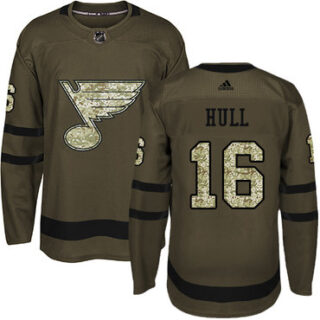 Youth St. Louis Blues #16 Brett Hull Green Salute to Service Stitched NHL Jersey