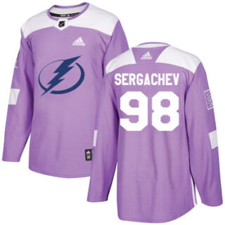Youth Tampa Bay Lightning #98 Mikhail Sergachev Purple Authentic Fights Cancer Stitched NHL Jersey