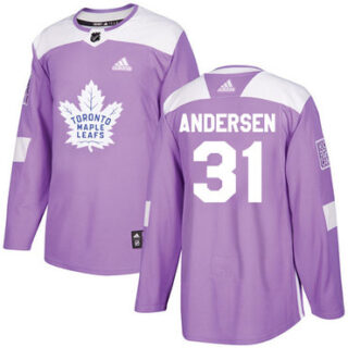 Youth Toronto Maple Leafs #31 Frederik Andersen Purple Authentic Fights Cancer Stitched NHL Jersey