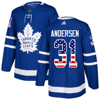 Youth Toronto Maple Leafs #31 Frederik Andersen Blue Home Authentic USA Flag Stitched NHL Jersey