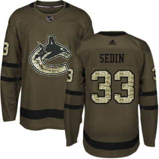 Youth Vancouver Canucks #33 Henrik Sedin Green Salute to Service Stitched NHL Jersey