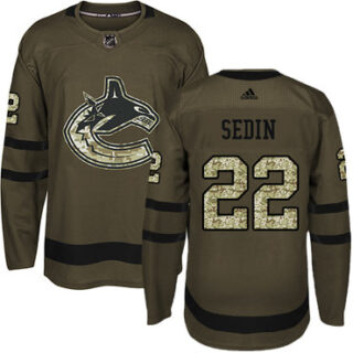 Youth Vancouver Canucks #22 Daniel Sedin Green Salute to Service Stitched NHL Jersey