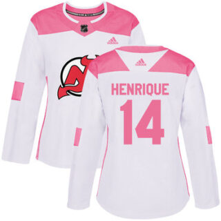 Women's New Jersey Devils #14 Adam Henrique White Pink Authentic Fashion Stitched NHL Jersey