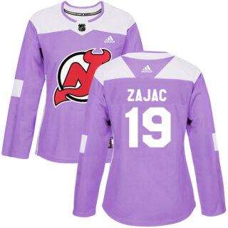 Women's New Jersey Devils #19 Travis Zajac Purple Authentic Fights Cancer Stitched NHL Jersey