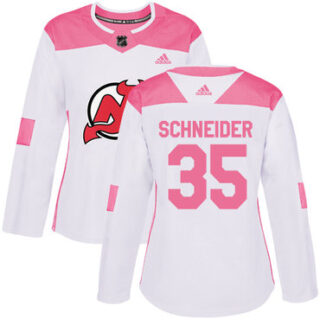 Women's New Jersey Devils #35 Cory Schneider White Pink Authentic Fashion Stitched NHL Jersey