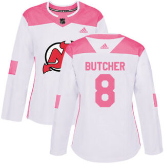 Women's New Jersey Devils #8 Will Butcher White Pink Authentic Fashion Stitched NHL Jersey