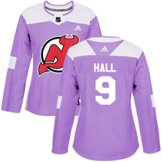 Women's New Jersey Devils #9 Taylor Hall Purple Authentic Fights Cancer Stitched NHL Jersey