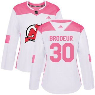 Women's New Jersey Devils #30 Martin Brodeur White Pink Authentic Fashion Stitched NHL Jersey