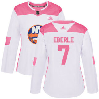 Women's New York Islanders #7 Jordan Eberle White Pink Authentic Fashion Stitched NHL Jersey