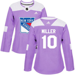 Women's New York Rangers #10 J.T. Miller Purple Authentic Fights Cancer Stitched NHL Jersey