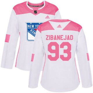 Women's New York Rangers #93 Mika Zibanejad White Pink Authentic Fashion Stitched NHL Jersey